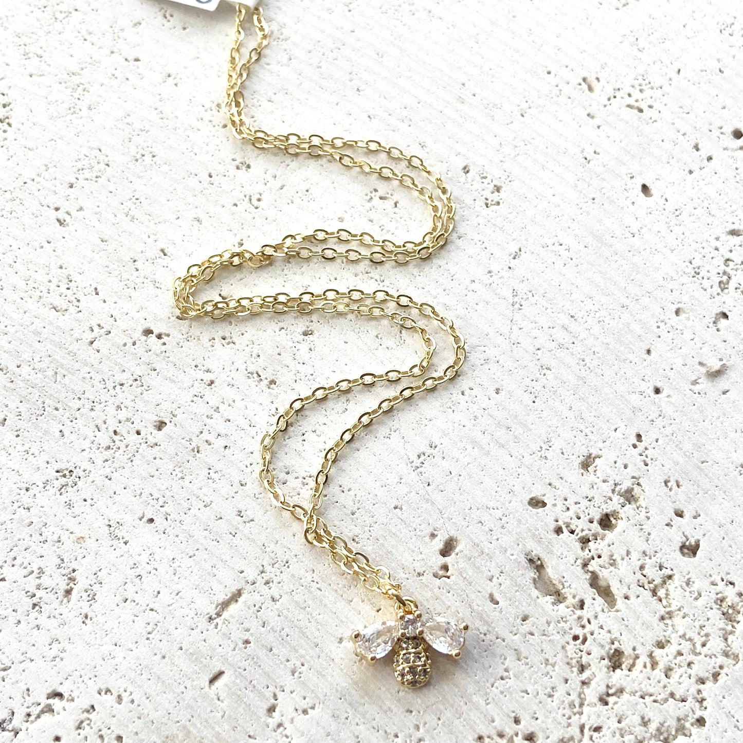 Dainty Gold Crystal Bee Necklace