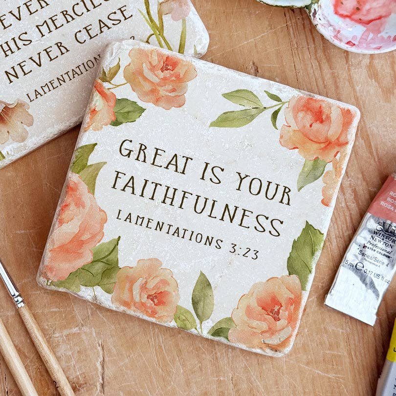 Art Scripture Stone Lamentations 3:23