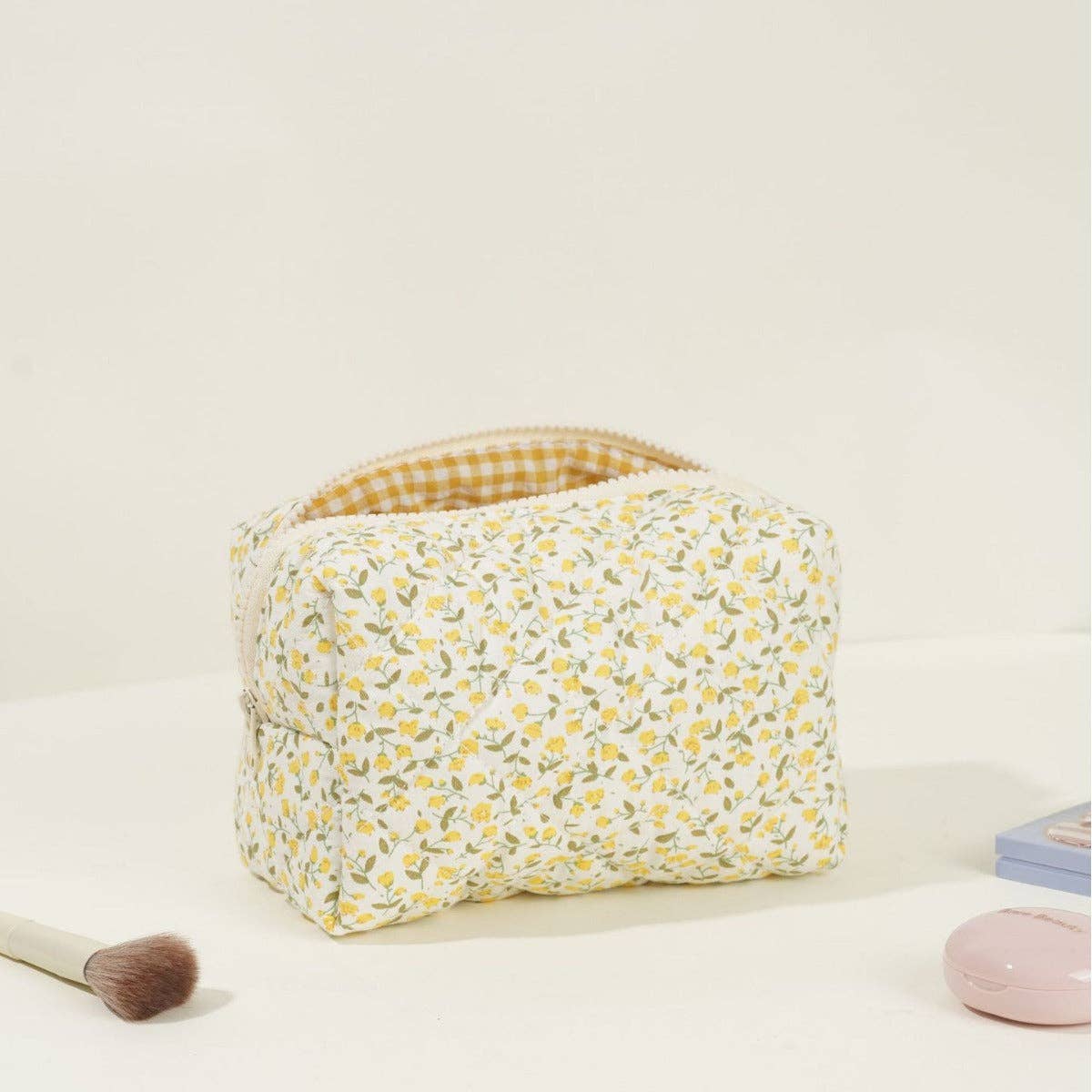 Floral Quilted Cotton Make Up Bag