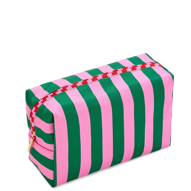 Green Stripe Boxy Zip Pouch