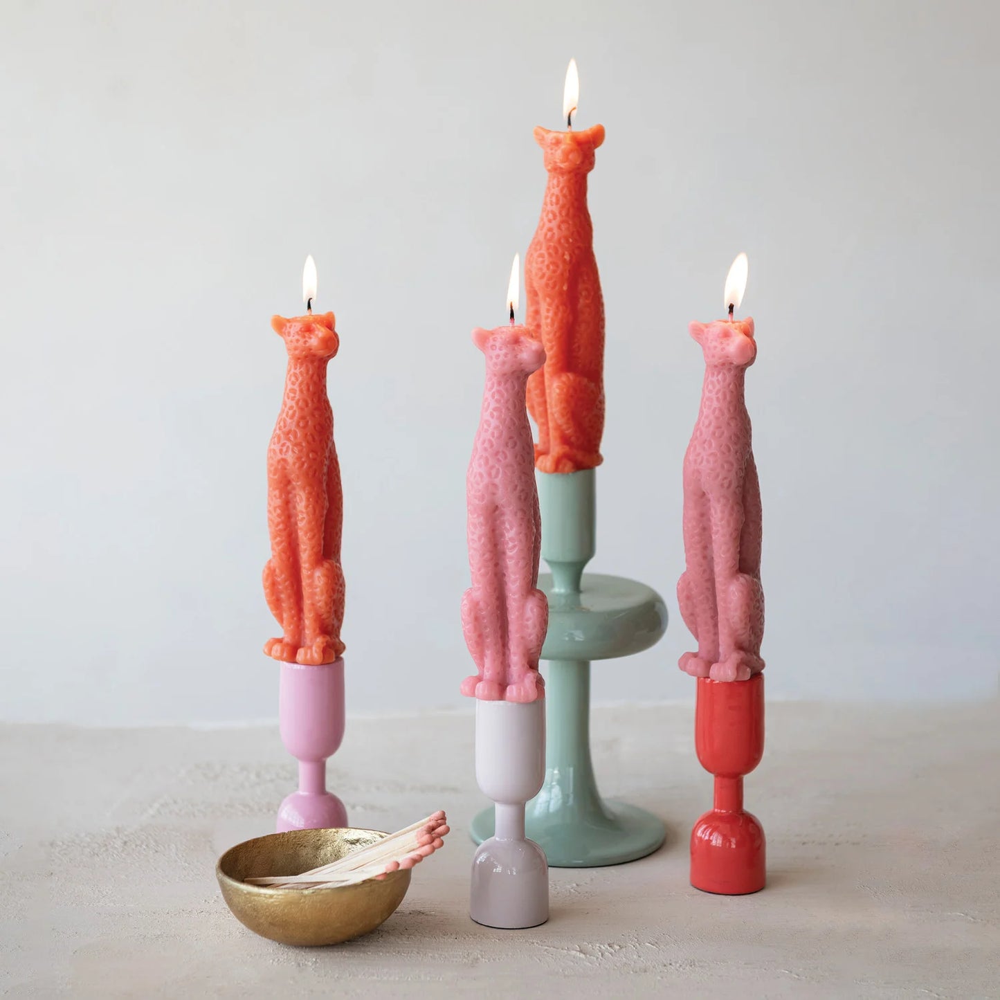 Pink Unscented Leopard Taper Candles