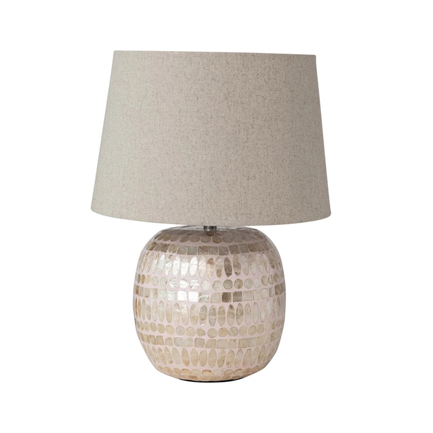 Pink & Natural Capiz Table Lamp