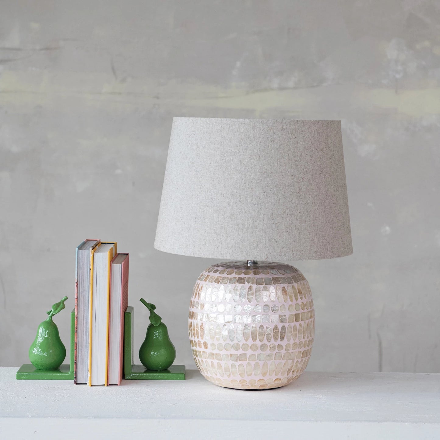 Pink & Natural Capiz Table Lamp