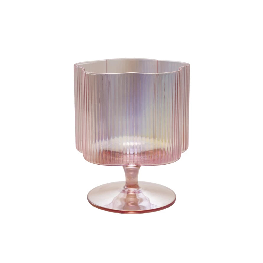 12oz. Pleated Flower Wine Glass