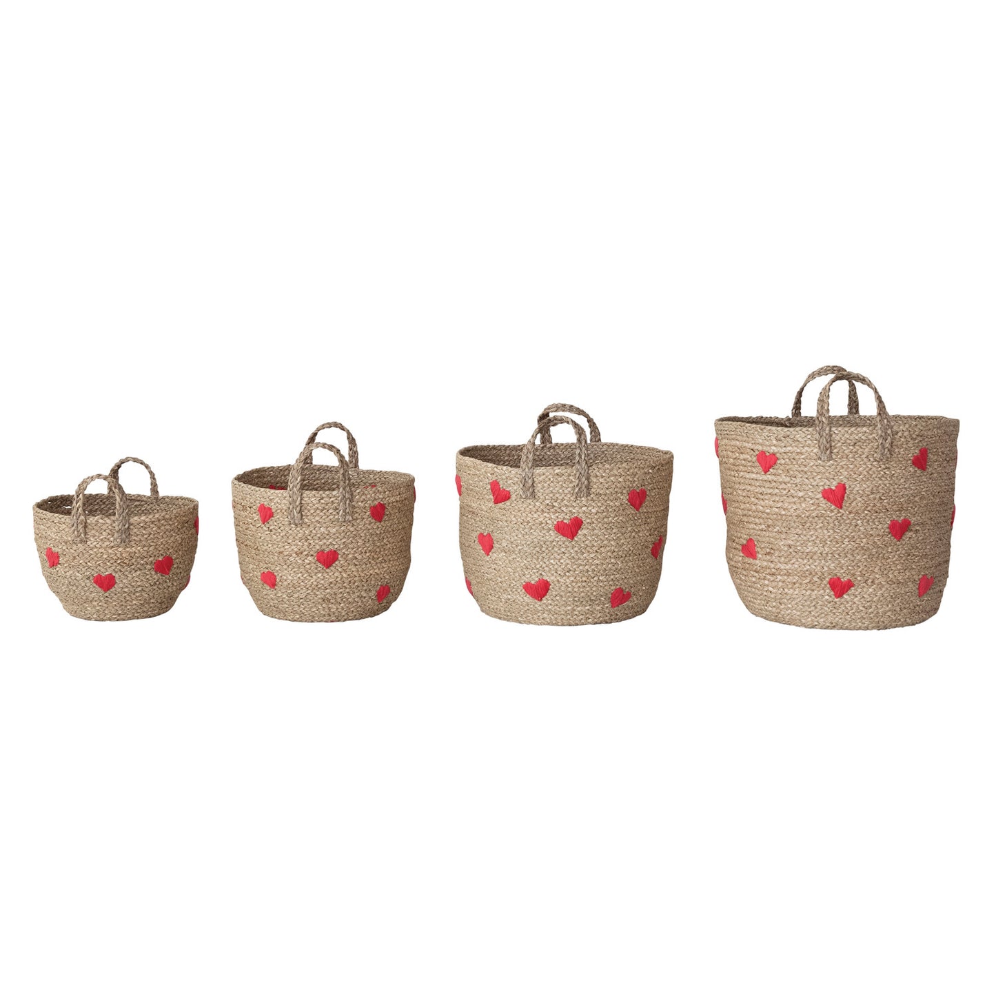 Hand-Woven Embroidered Heart Baskets