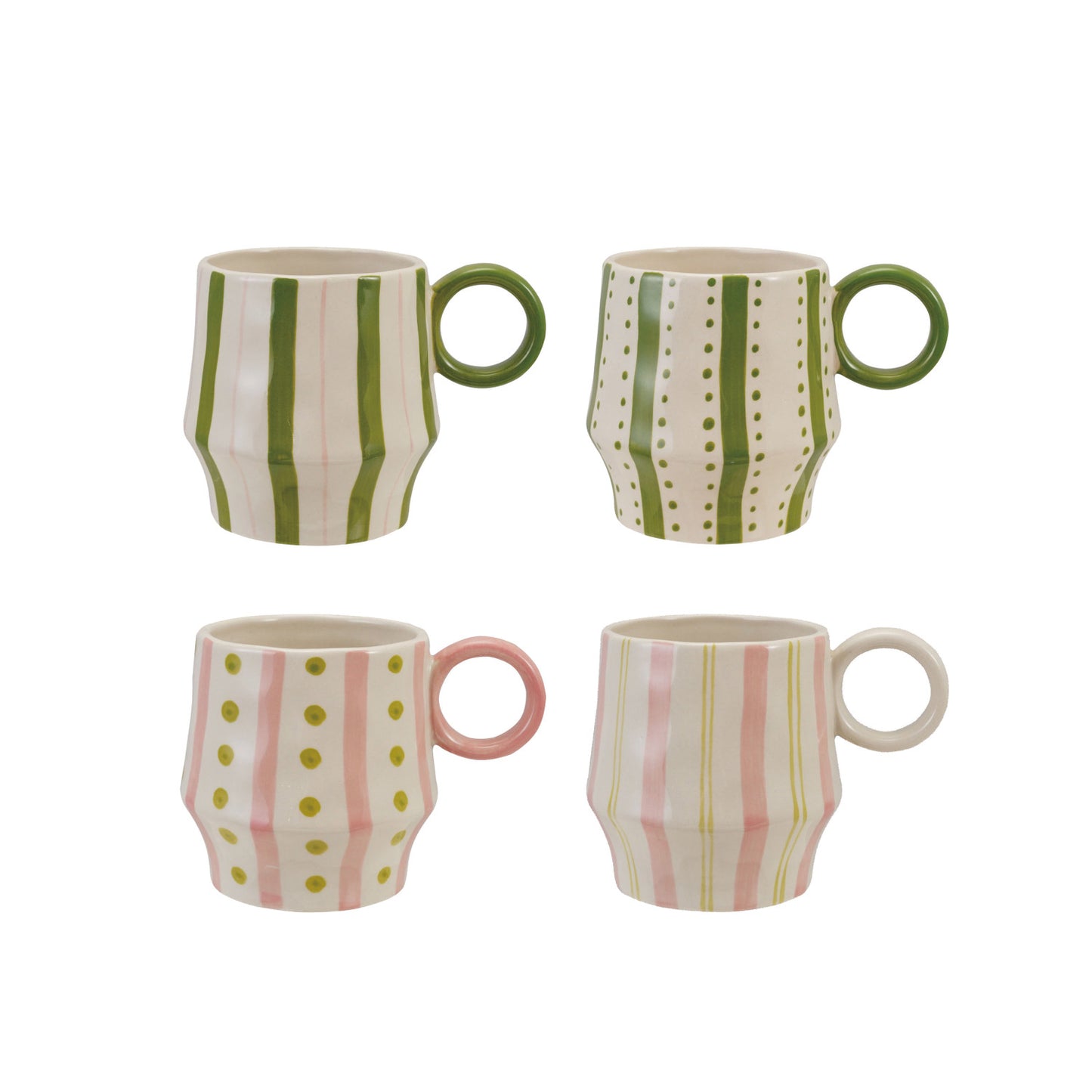 16 oz. Hand-Painted Stoneware Mug with Striped Pattern