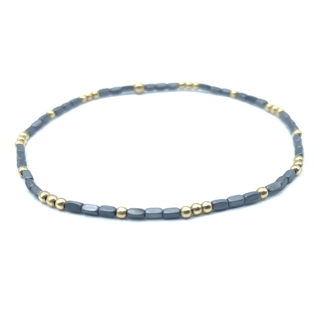 2mm Harbor Dark Gray + Gold Filled Bracelet