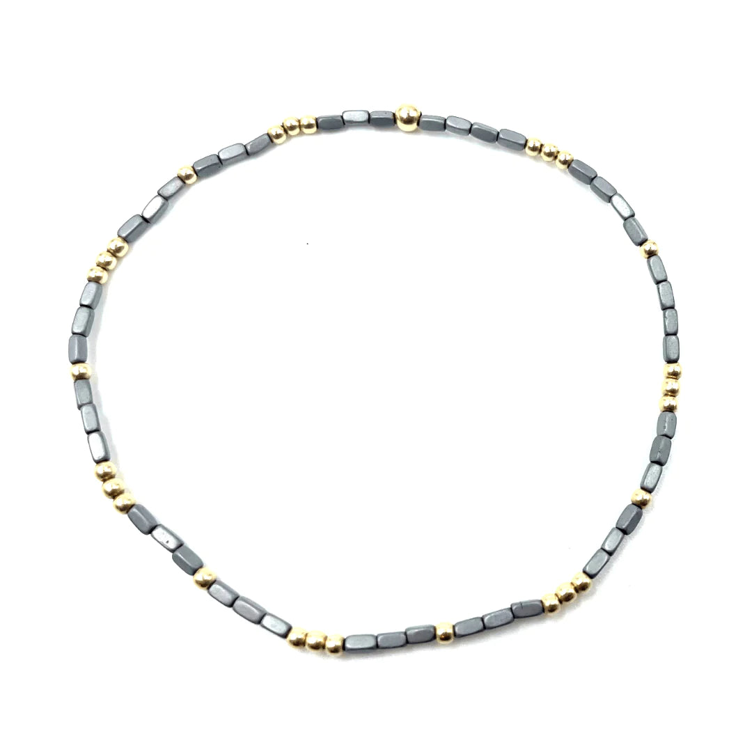 2mm Harbor Dark Gray + Gold Filled Bracelet