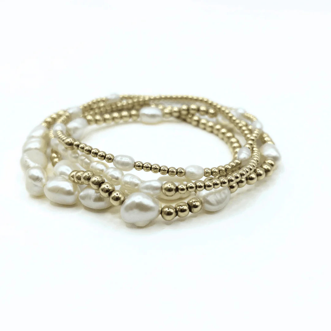 Petite Row Rice Pearl Bracelet