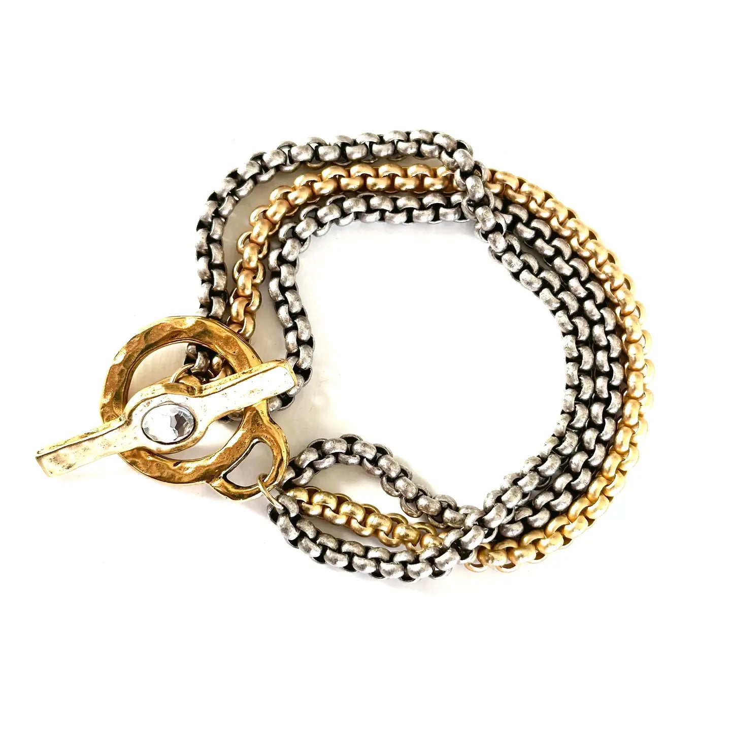 Crystal 3 Chain Toggle Bracelet