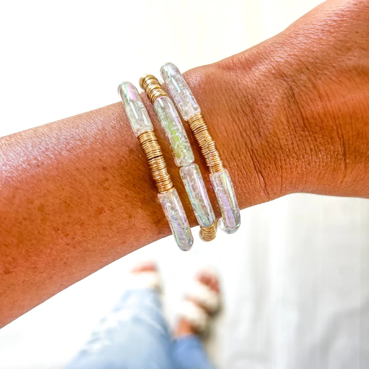 Metallic Small Acrylic Tube Bracelet