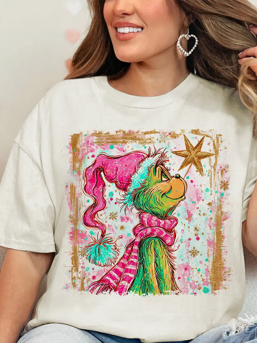 Grinch with Rhinestone Tee