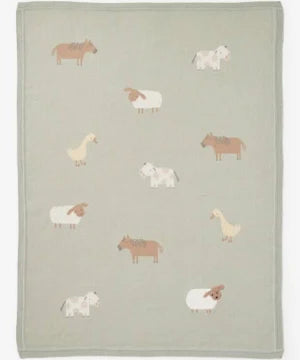 On The Farm Sage Blanket