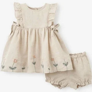 Floral Embroidered Linen Dress