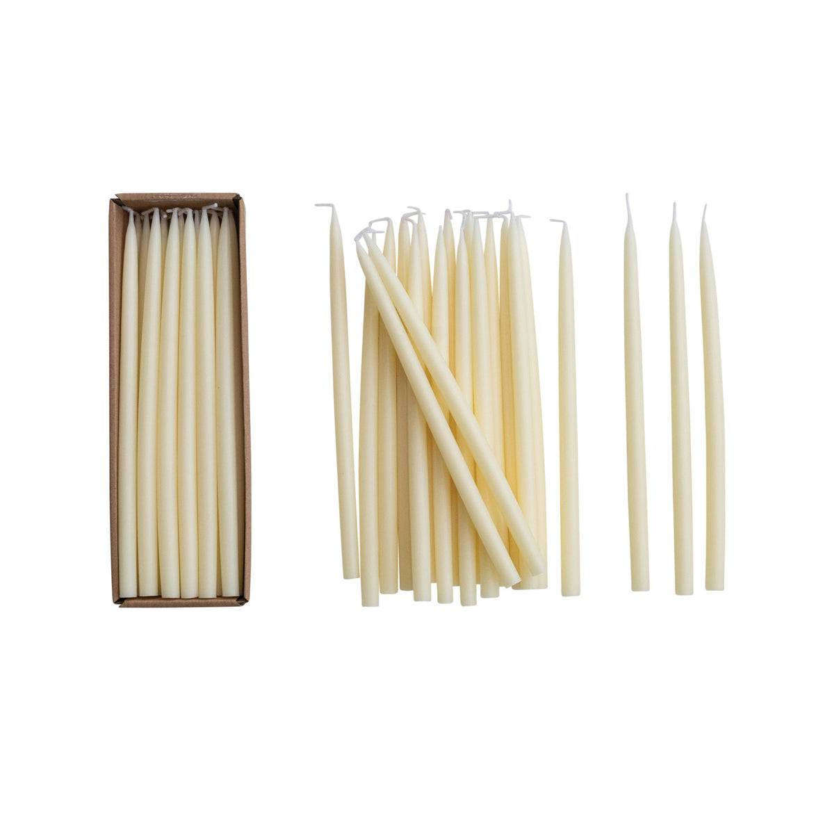 Set of 24 Unscented Thin Taper Candles in Box