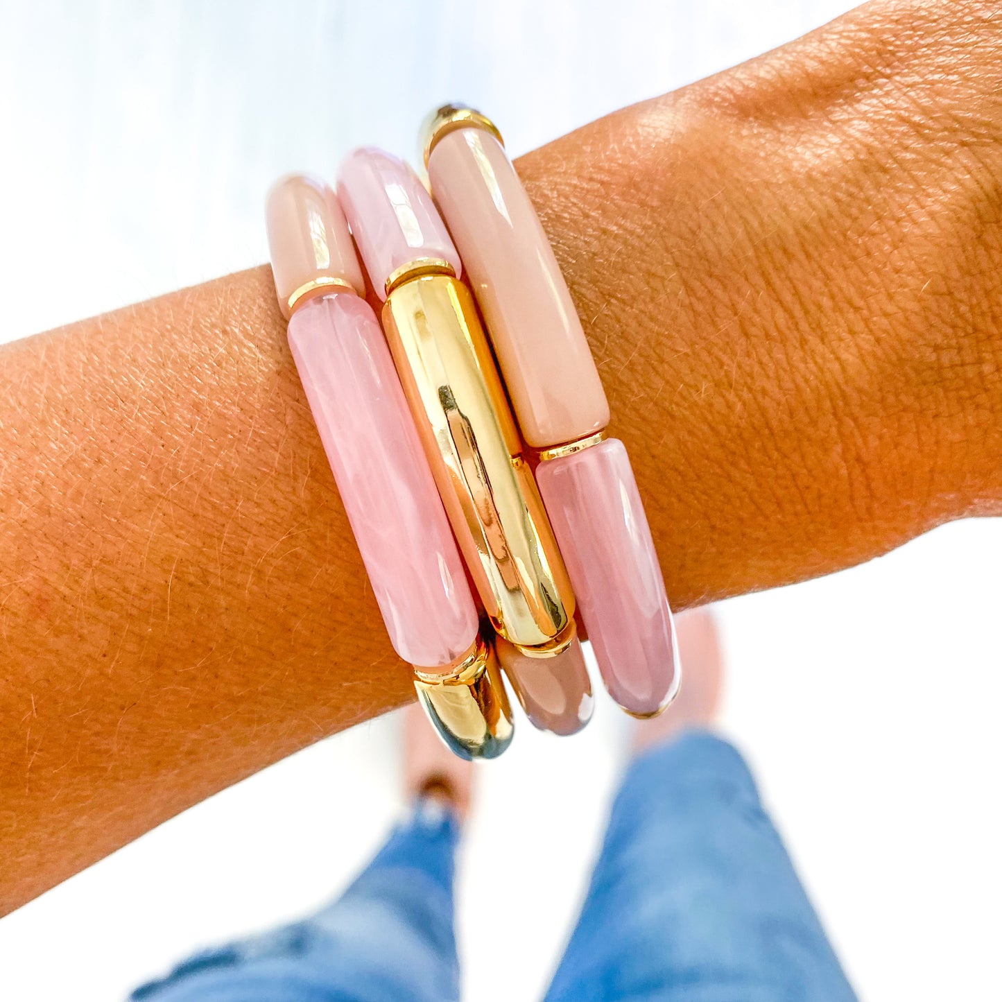 Acrylic Tube Bamboo Bracelet