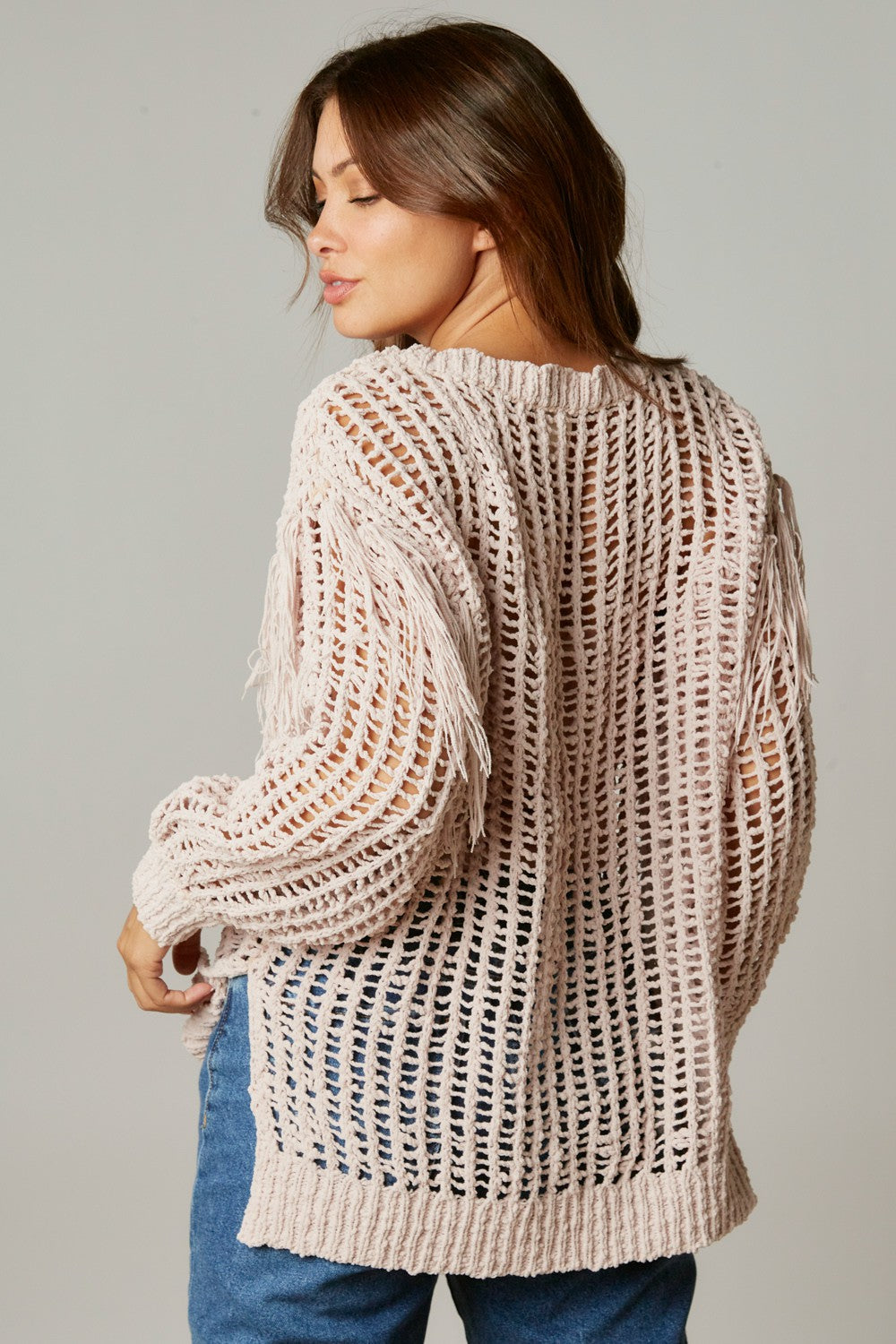 Fringe Open Stitch Top