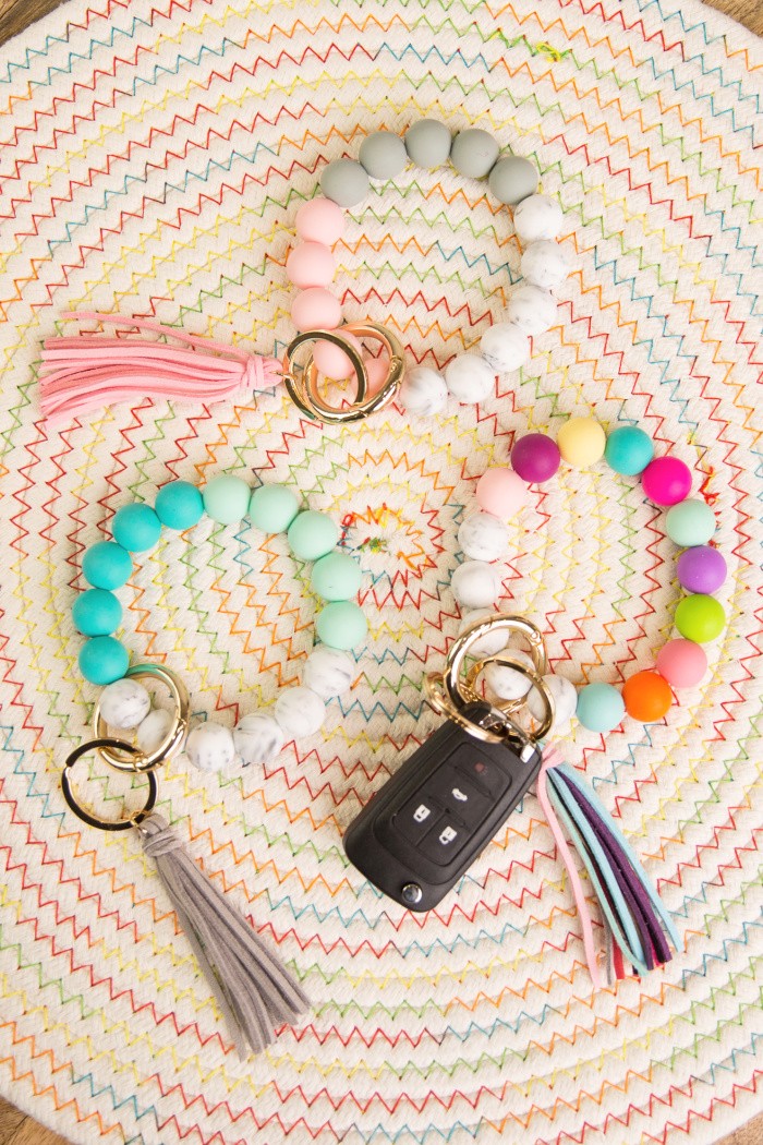 Silicone Bead Keychain with Tassle