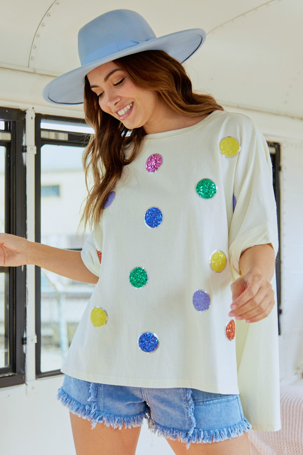 Sequin Polka-Dot Top