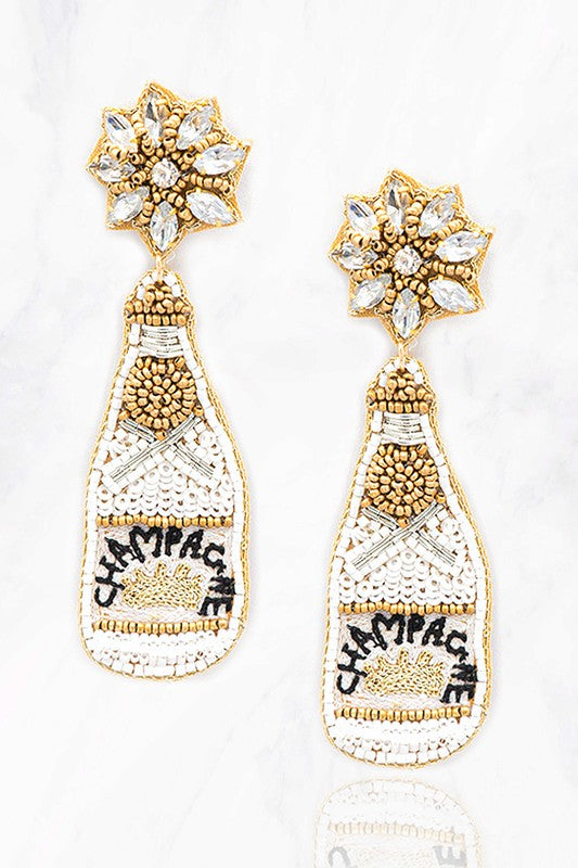 Champagne Bottle Beaded Earrings