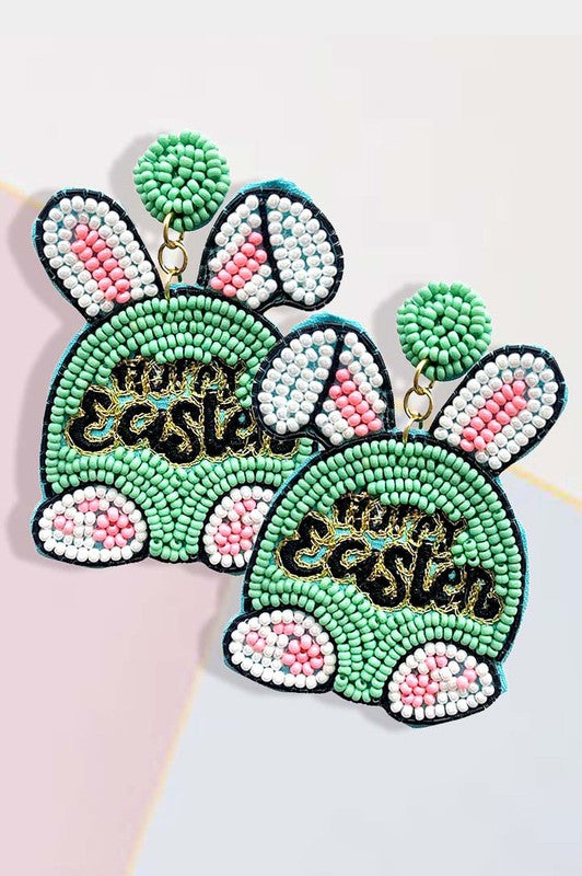 "Happy Easter" Bunny Earrings