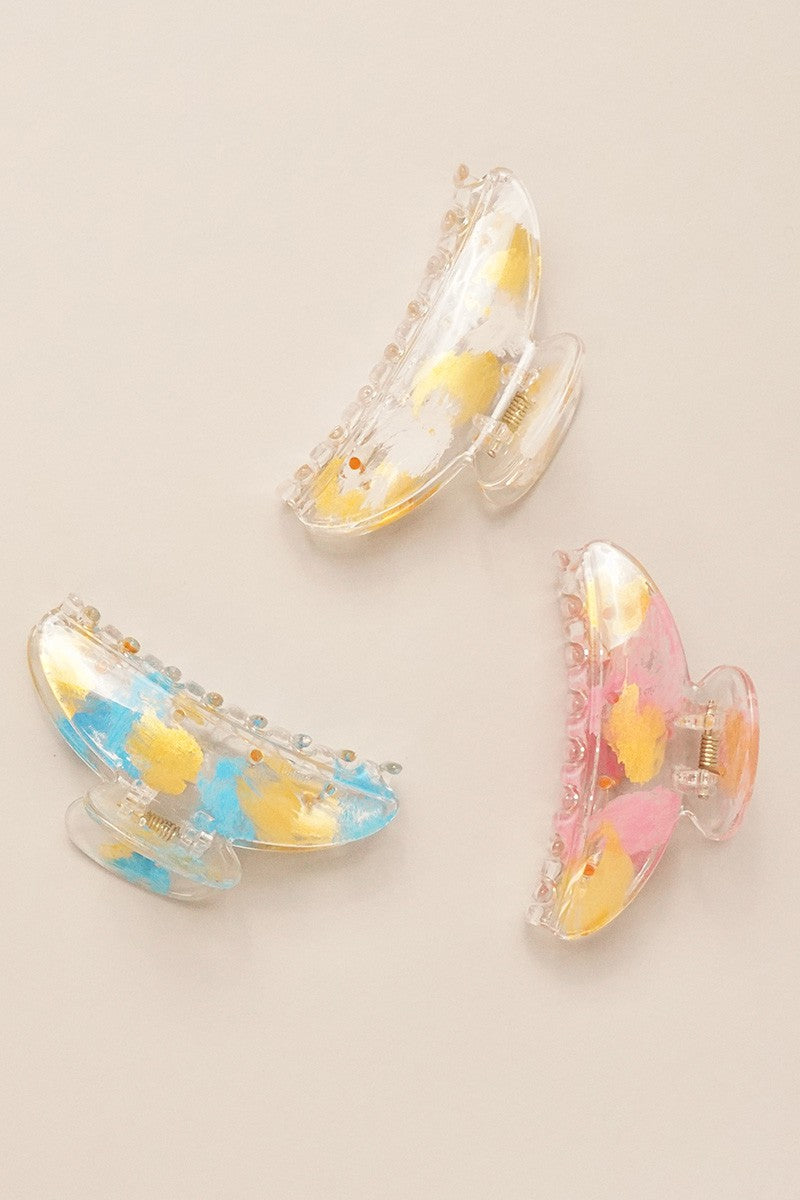 Gold Mix Crescent Hair Clip