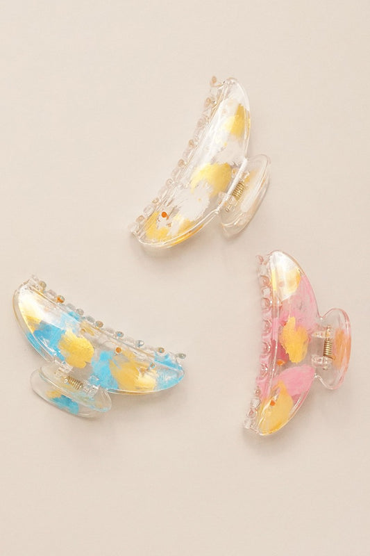 Gold Mix Crescent Hair Clip