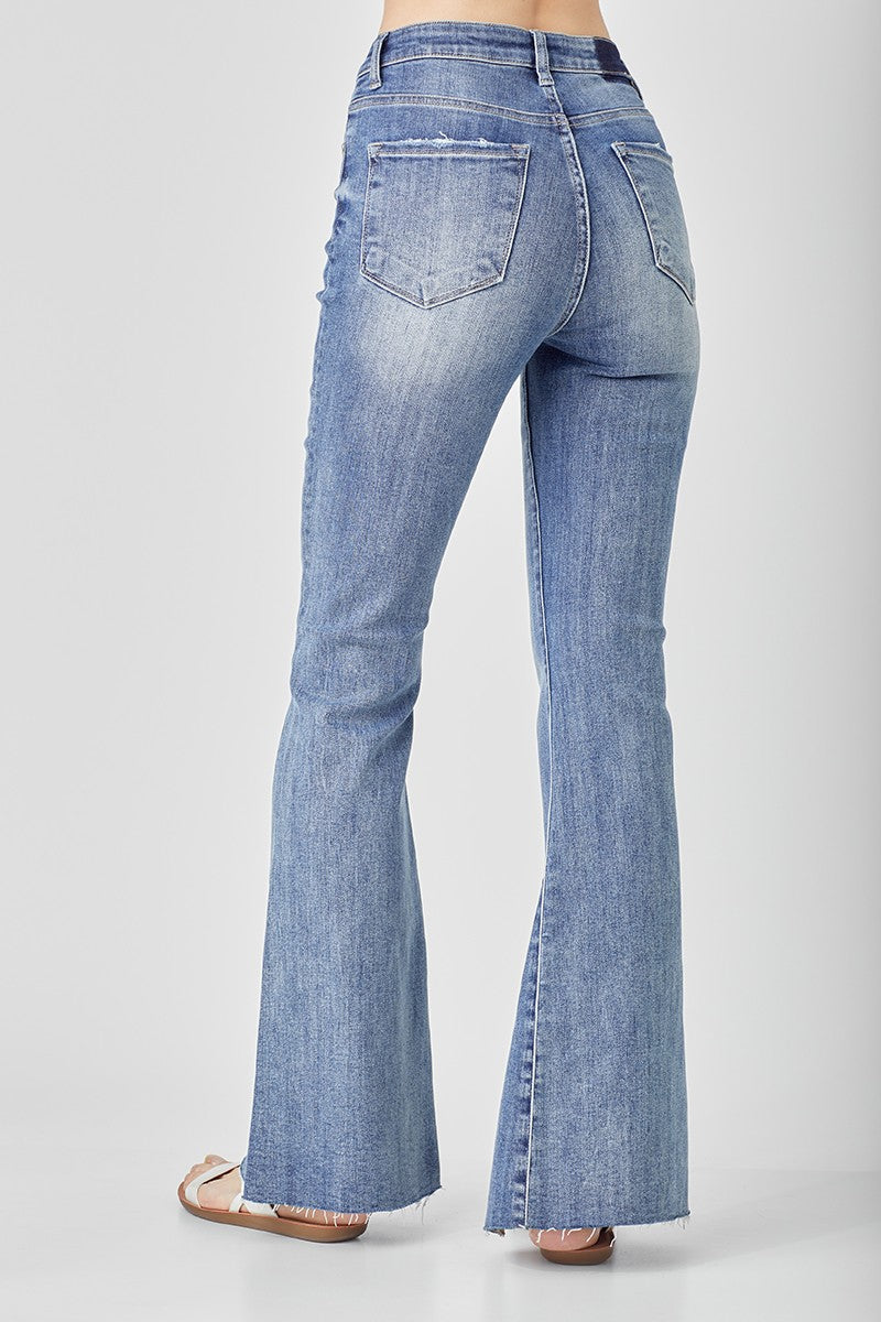 Twisted Hem Flare Jeans