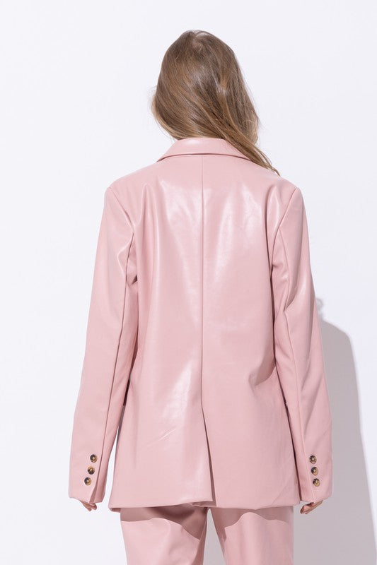 Faux Leather Blazer