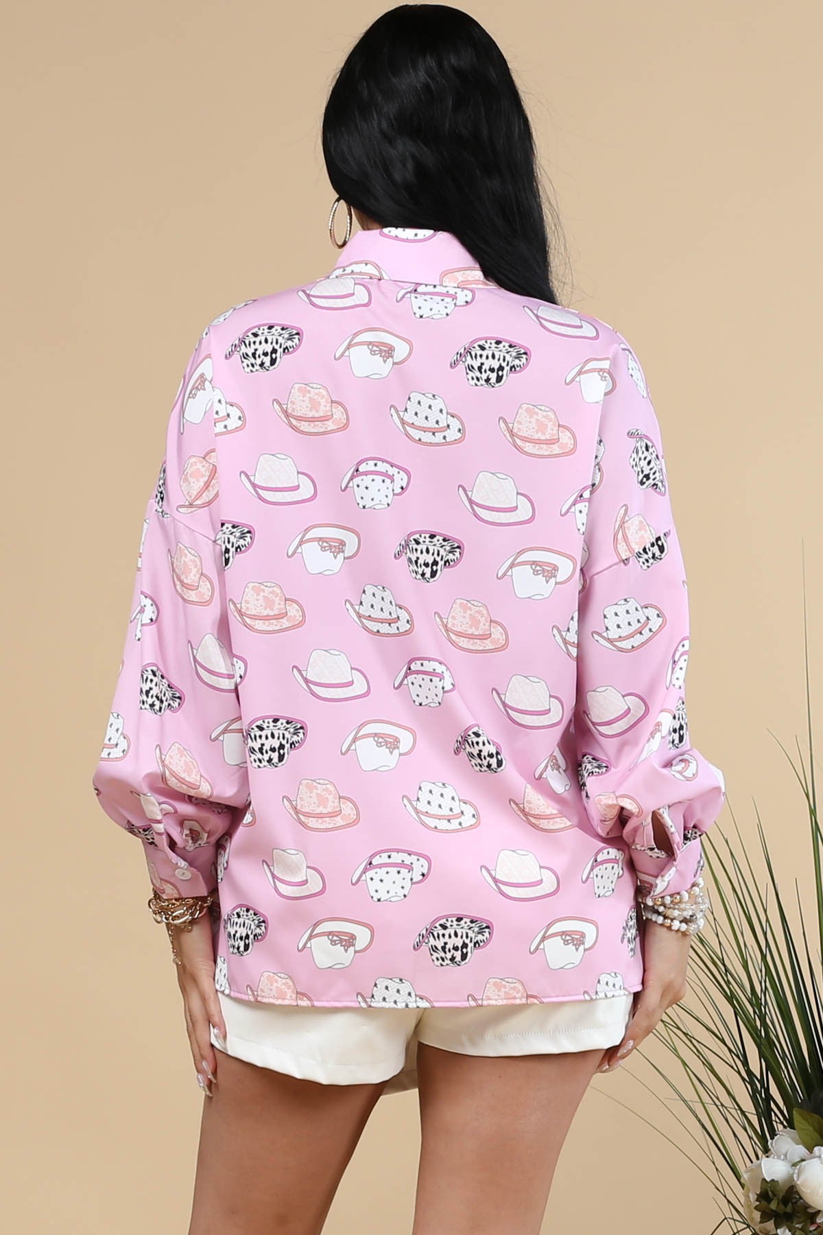Cowgirl Hat Button-Up Top