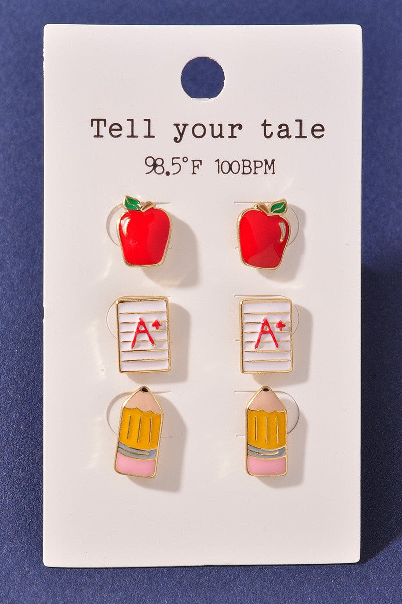 Teacher Stud Earrings Set
