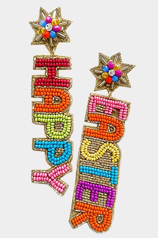 "Happy Easter" Beaded Earrings
