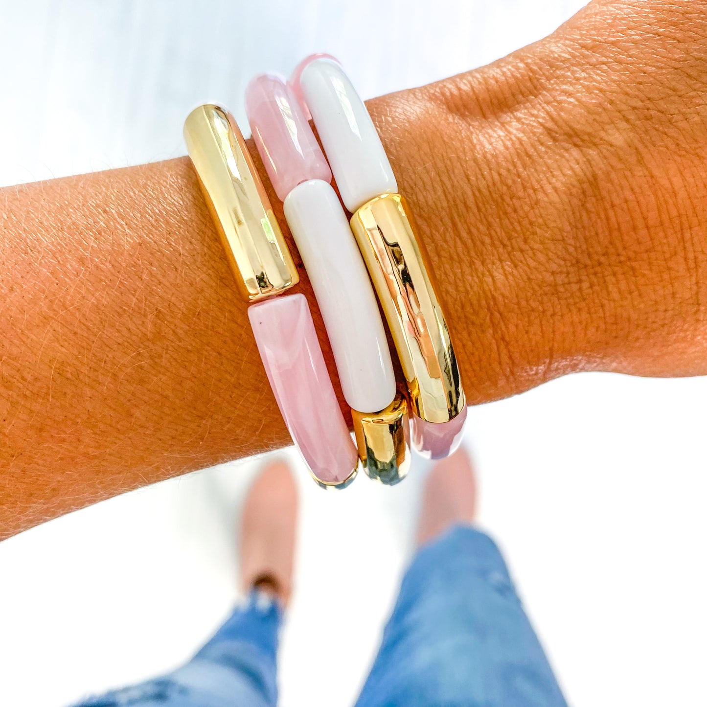 Acrylic Tube Bamboo Bracelet