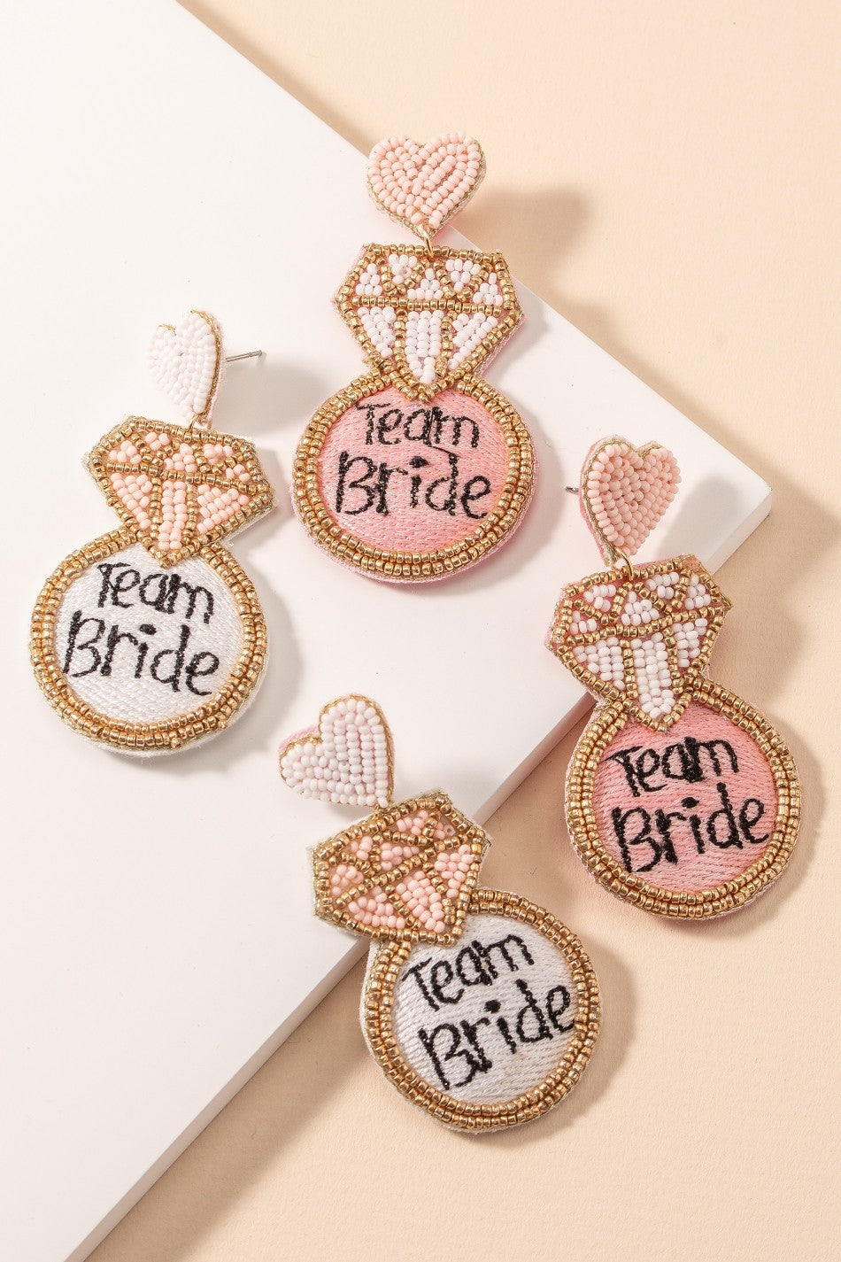 Bridal Ring Beaded Earrings