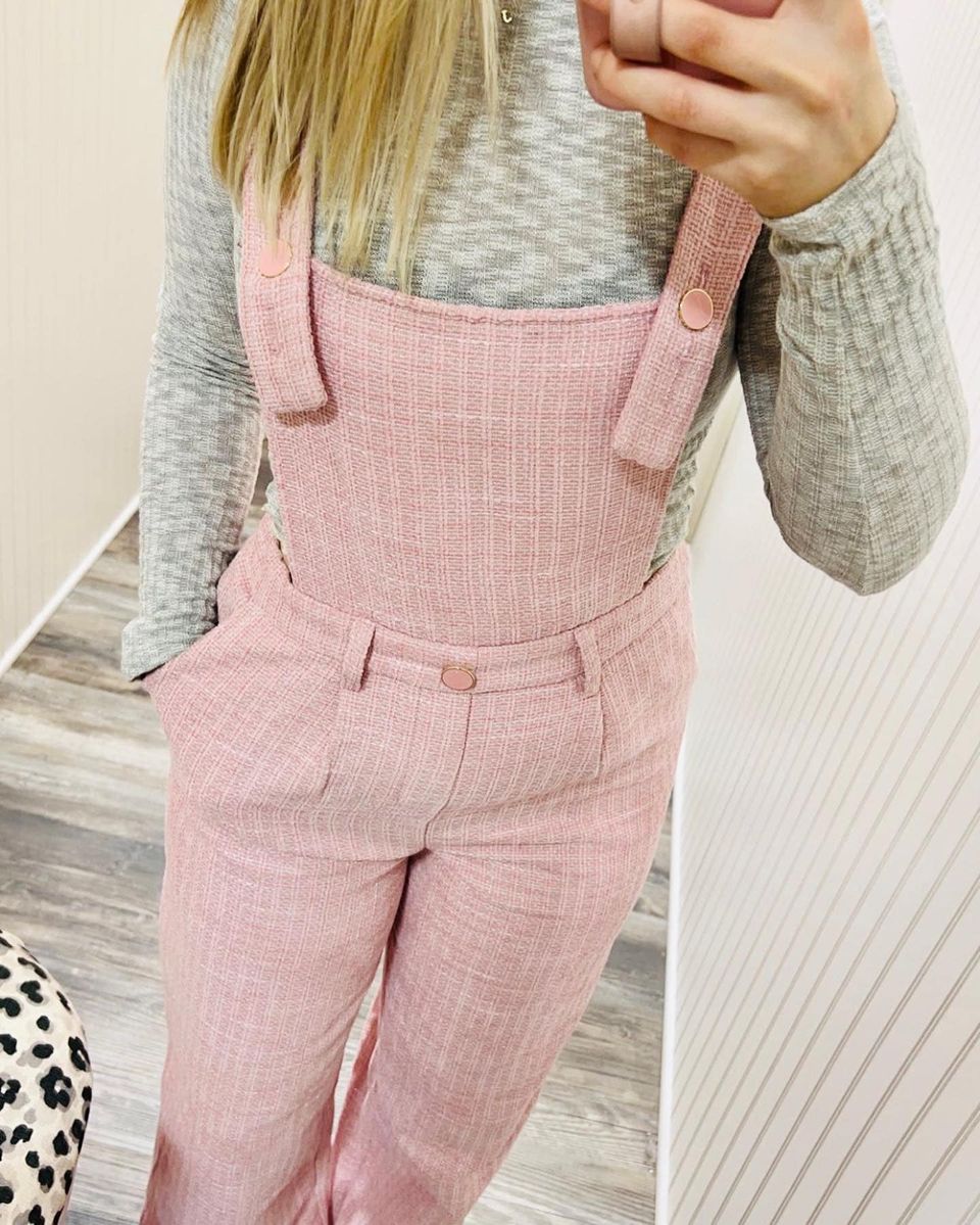 Pink Tweed Overalls