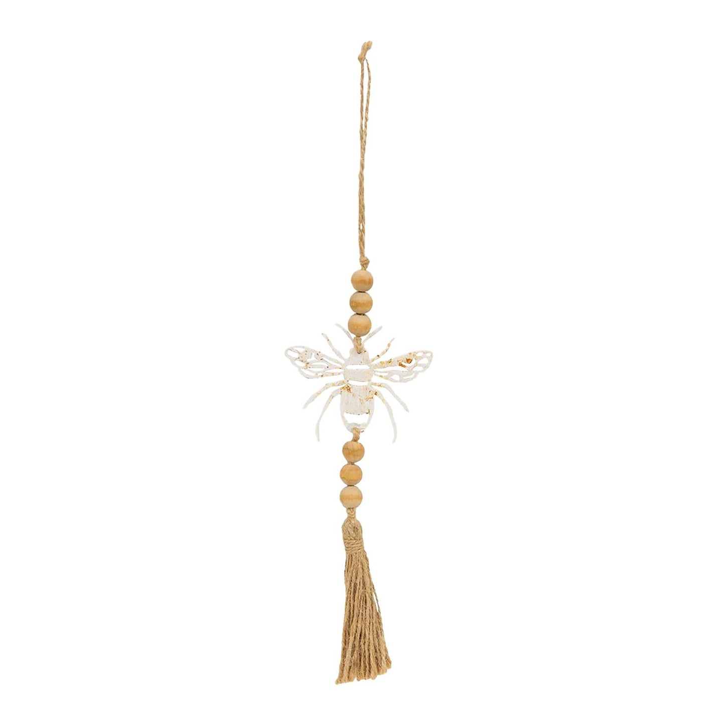Beaded White Metal Bee Ornament