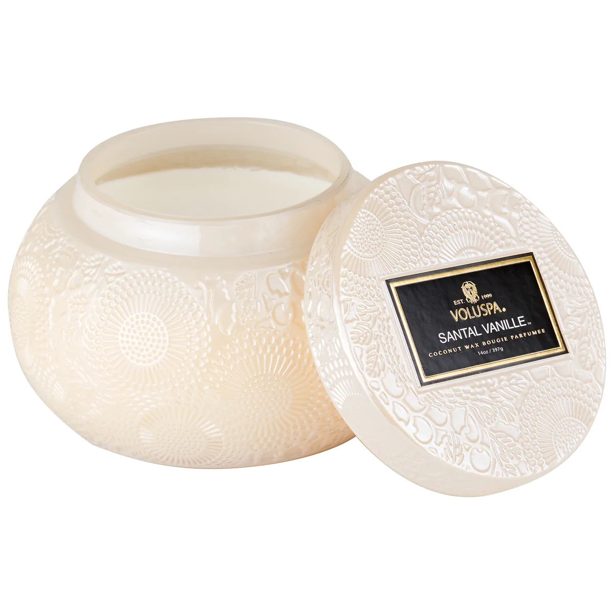Embossed Glass Chawan Bowl Candle