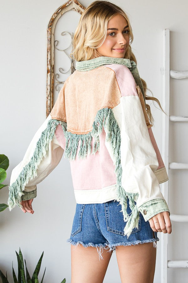 Color Block Fringe Jacket