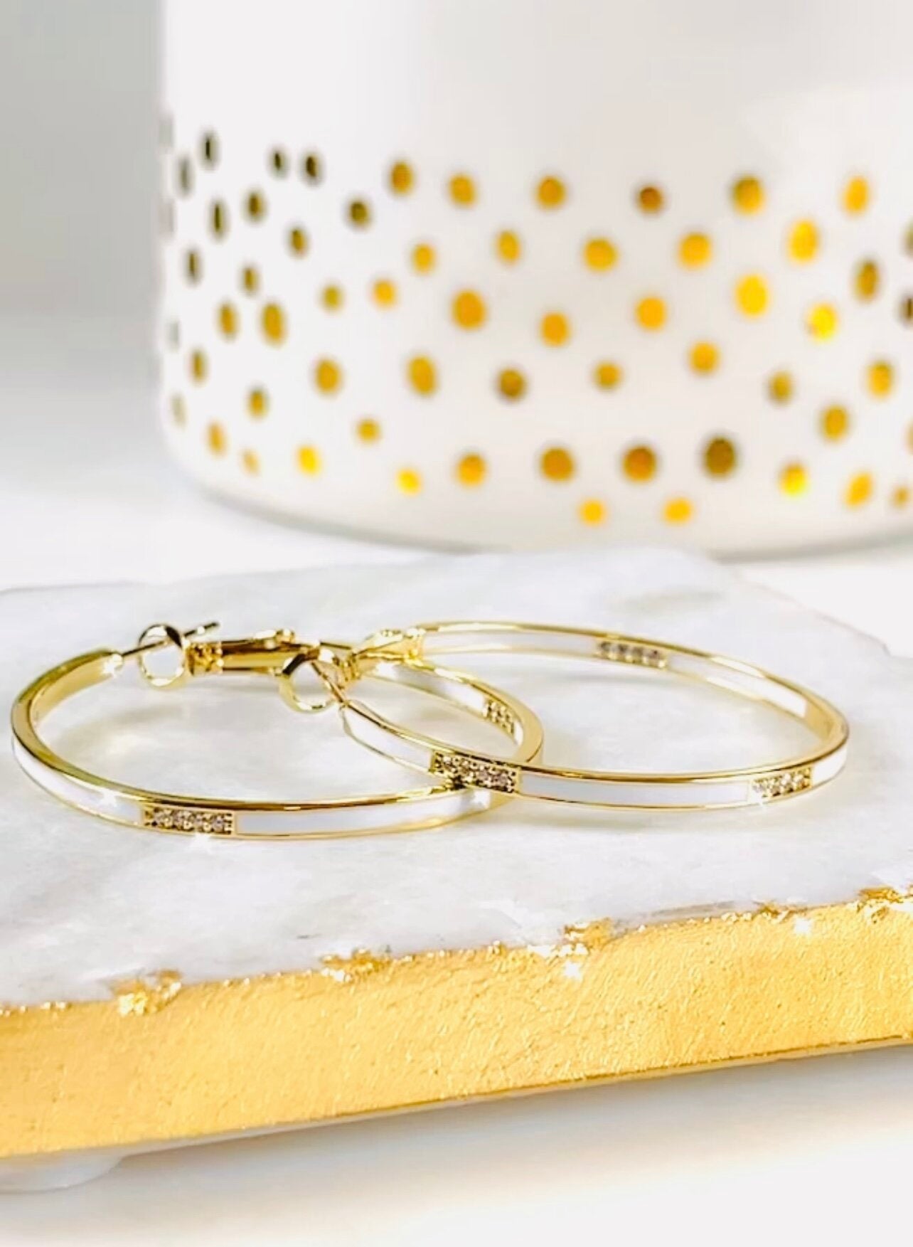 Enamel Diamond Hoops