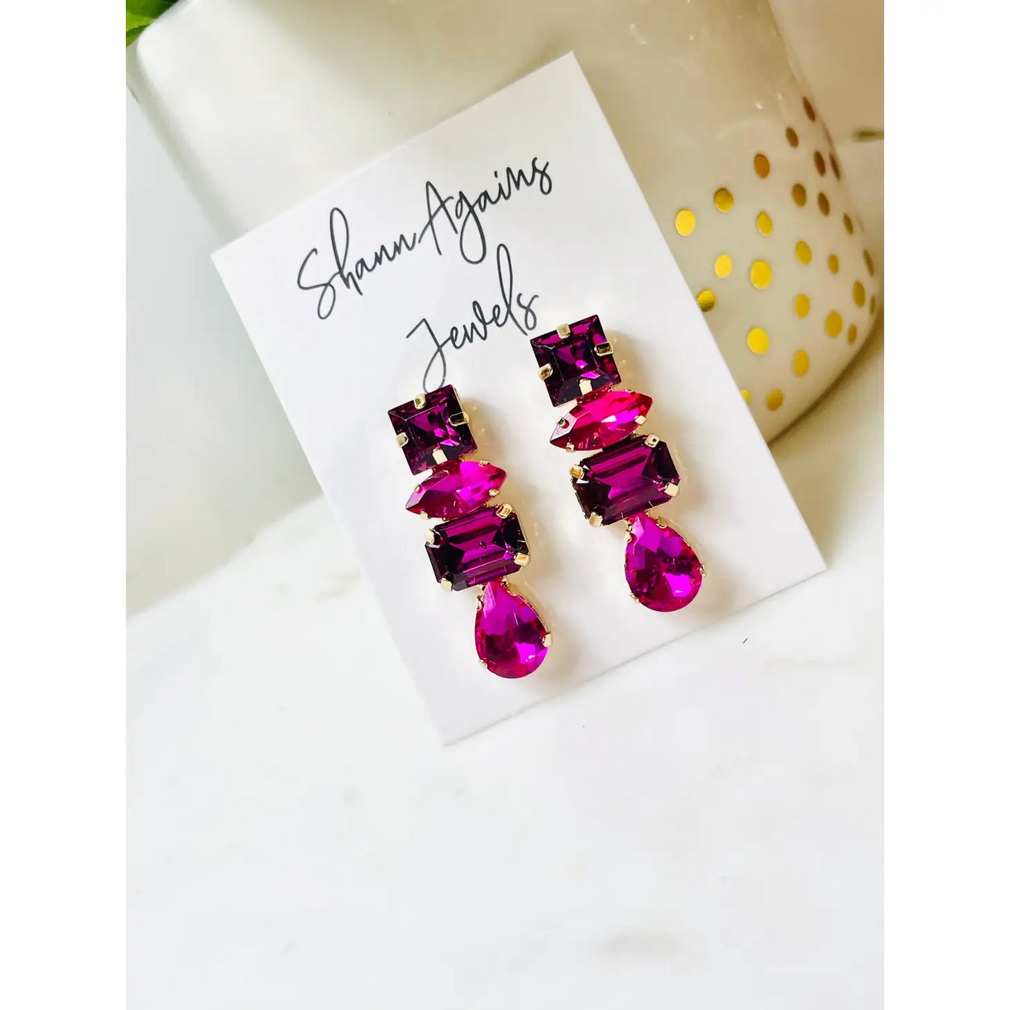 Hot Pink Stone Earrings