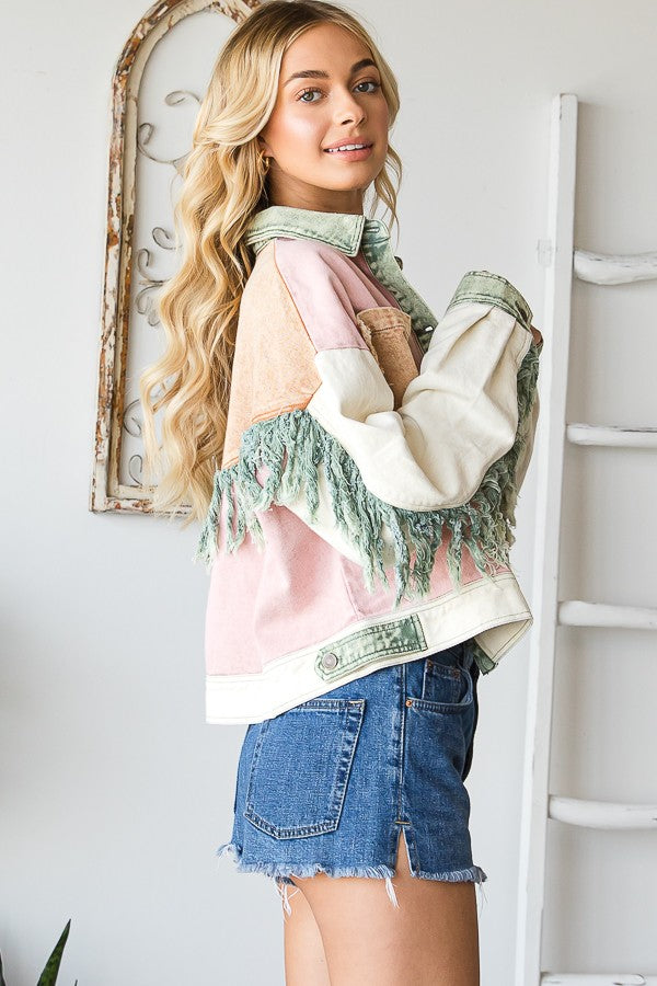 Color Block Fringe Jacket