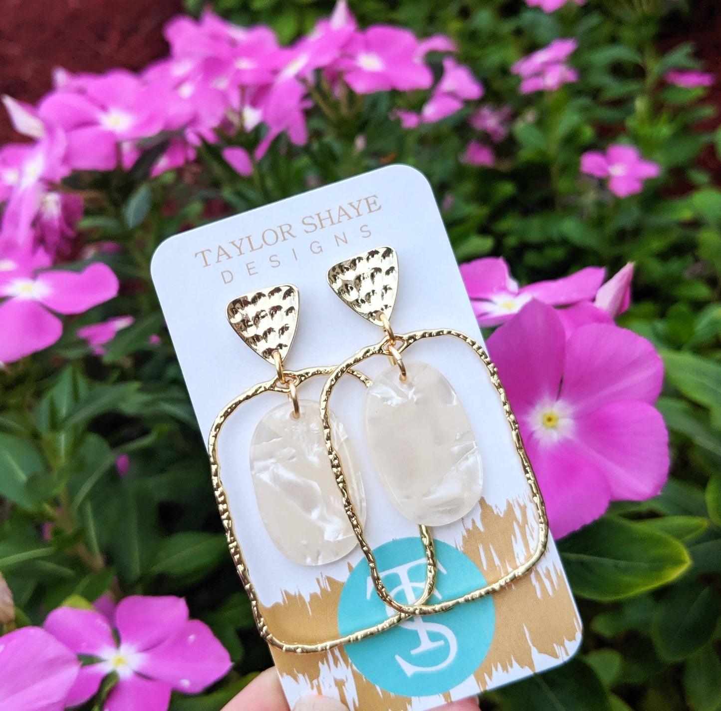 White Acrylic Rectangle Drop Hoops