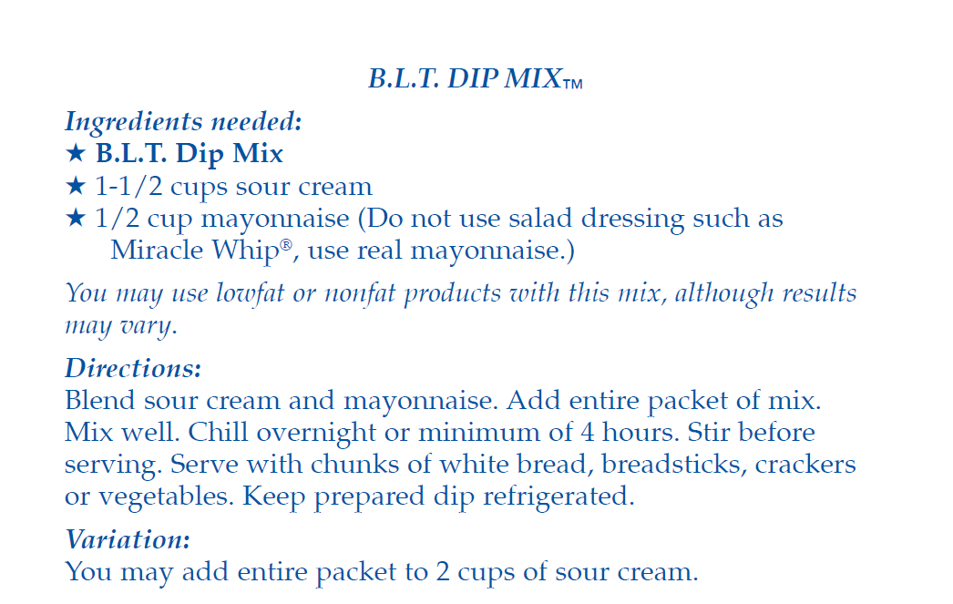 B.L.T. Dip Mix