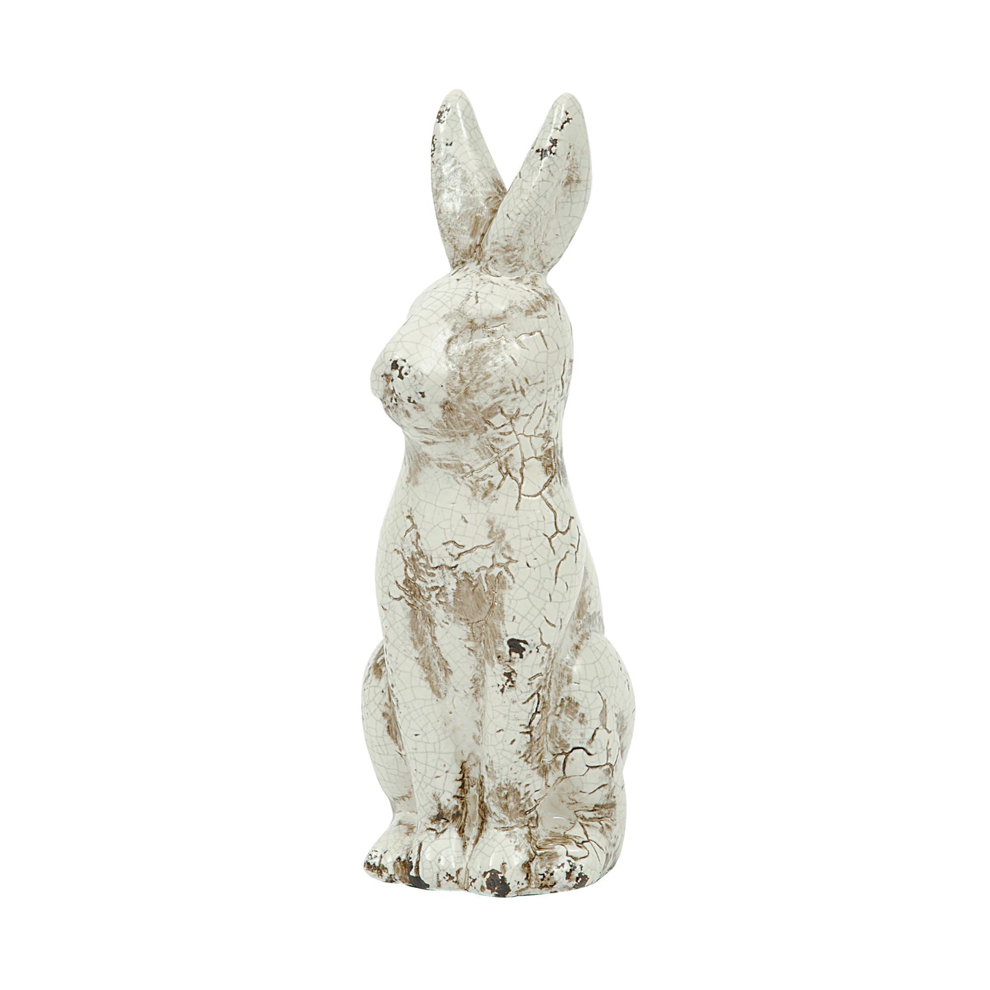 8" Distressed Ivory Ceramic Rabbit