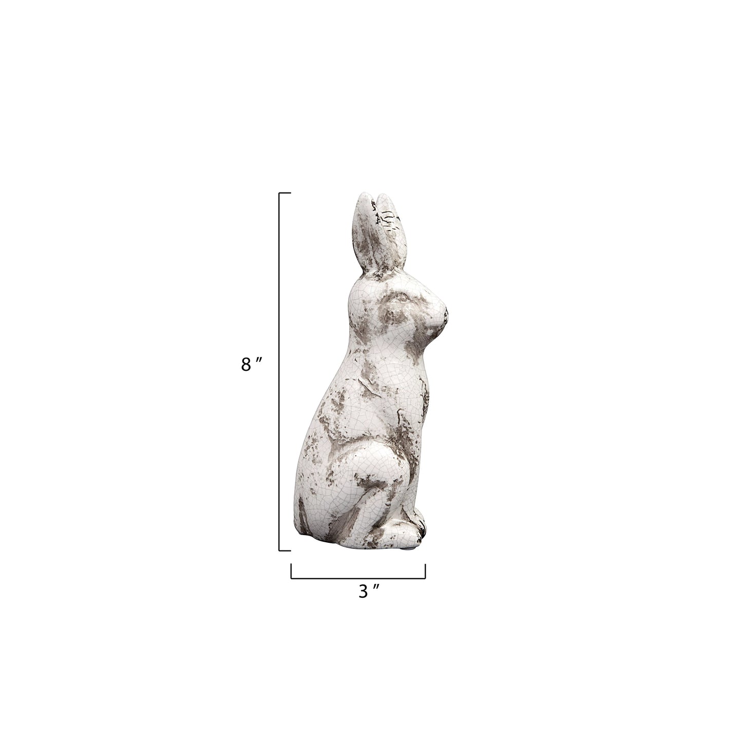 8" Distressed Ivory Ceramic Rabbit