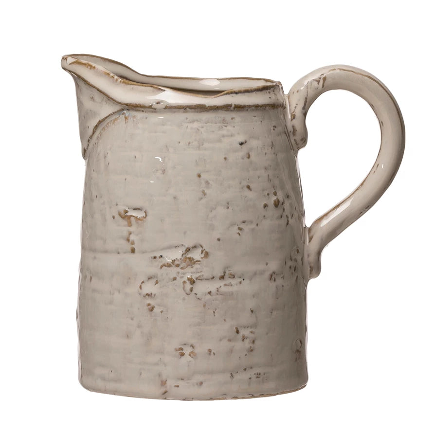28oz. White Stoneware Pitcher