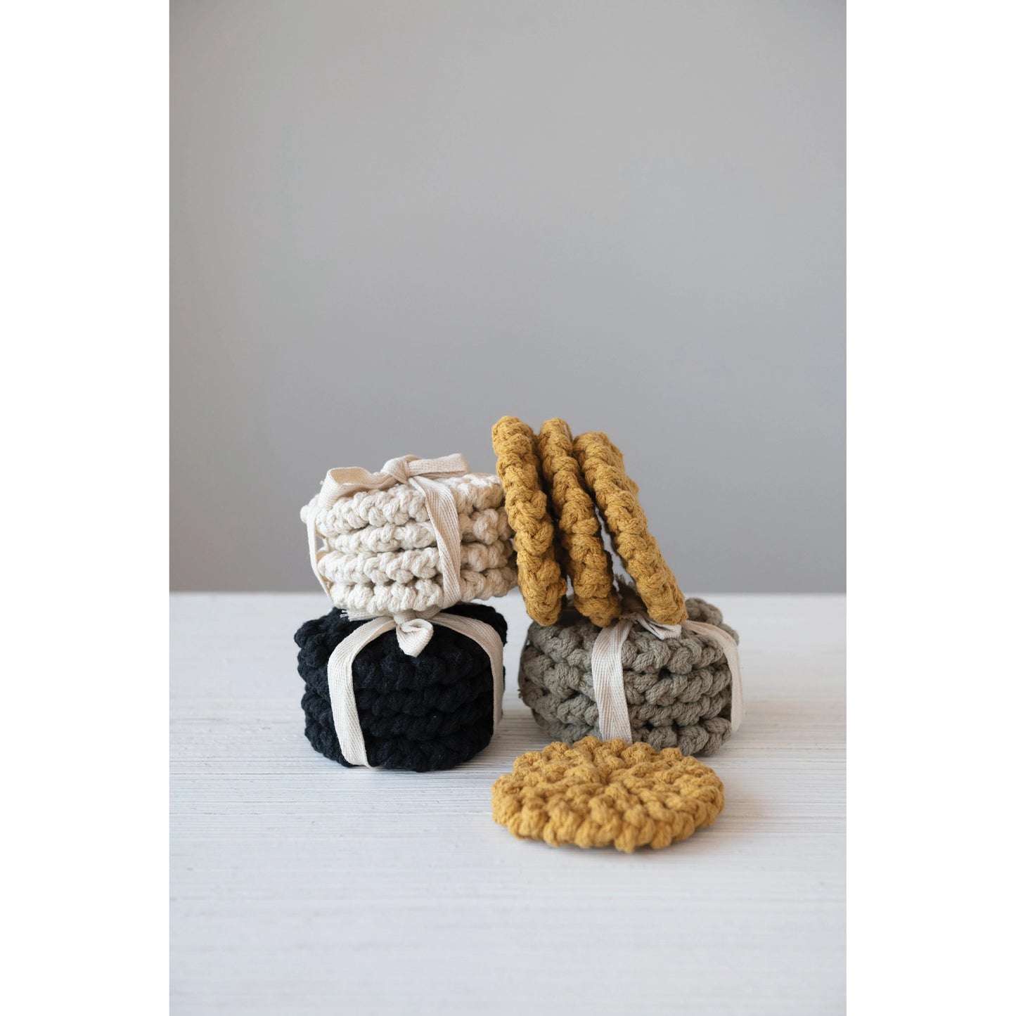 Set of 4 Cotton Crocheted Coasters