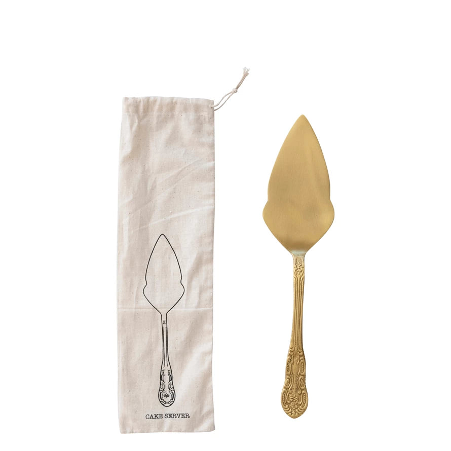 Large Brass Cake Server