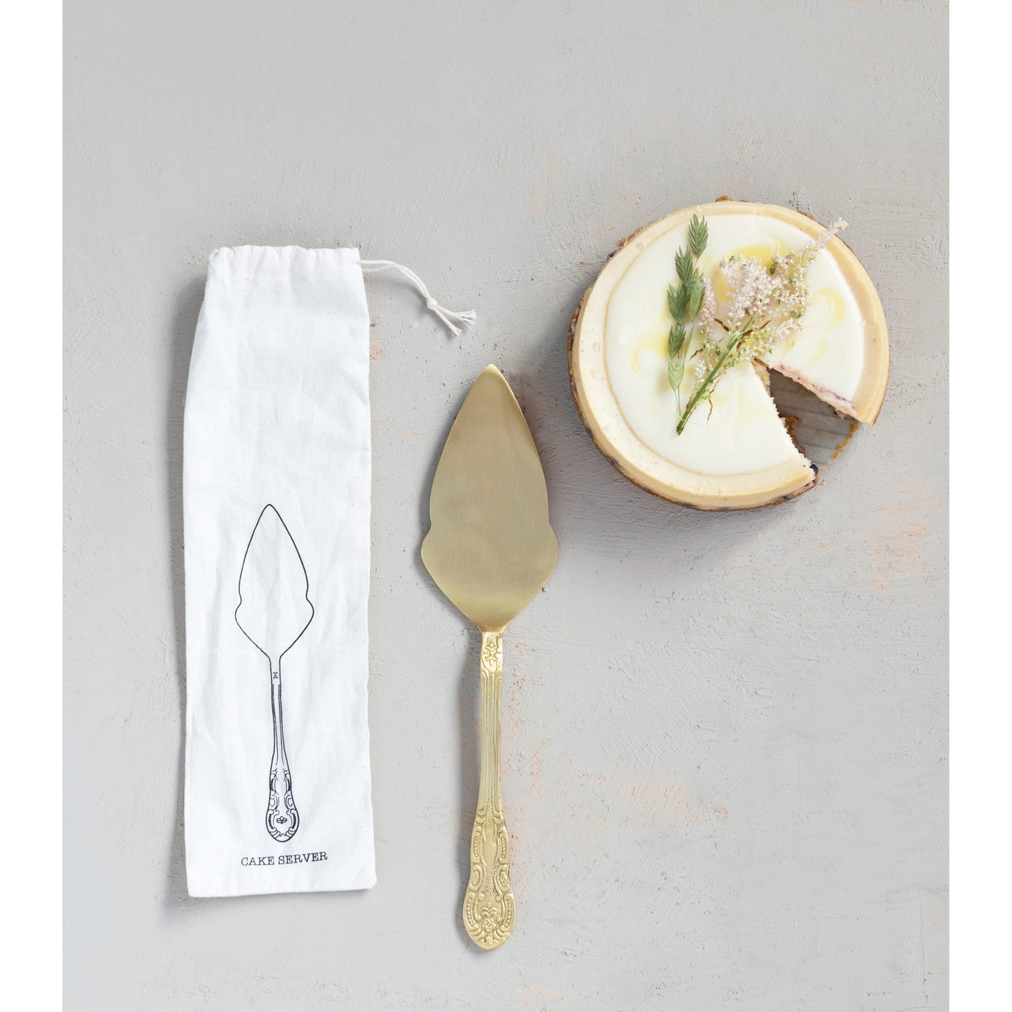Large Brass Cake Server