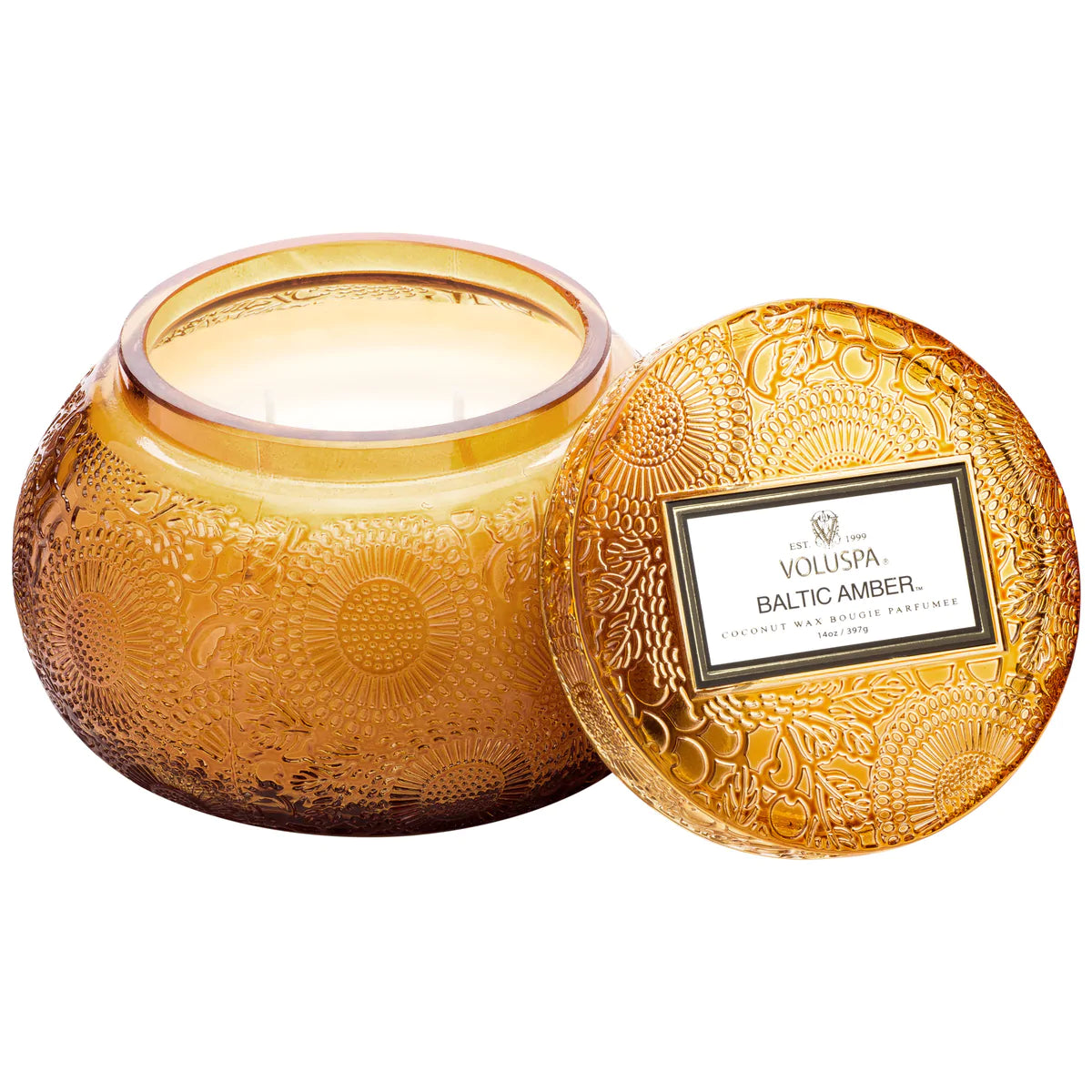 Embossed Glass Chawan Bowl Candle